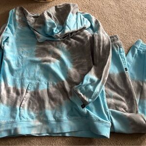 art class Blue and Gray Tie-Dye Kids Hoodie & Sweatpants Set